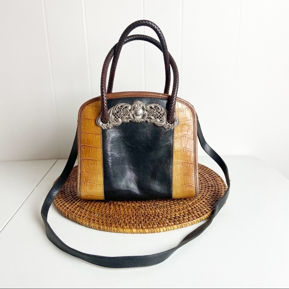 Vintage Brighton Handbag Crossbody Purse Black & Brown
